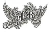 wings with initials "MB"  tattoo design idea