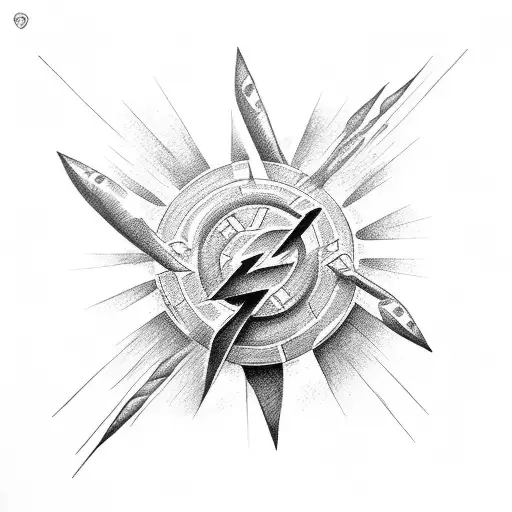 Lighting Bolt going through a domino piece tattoo design idea