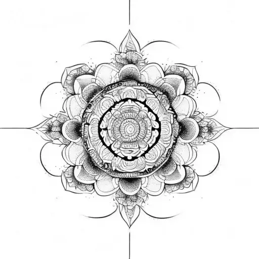 flores con mandala alrededor tattoo design idea