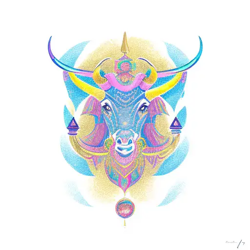 A new-school design combining elements of Capricorn and Taurus with vibrant colors and the names Mason and Silas incorporated creatively tattoo design idea