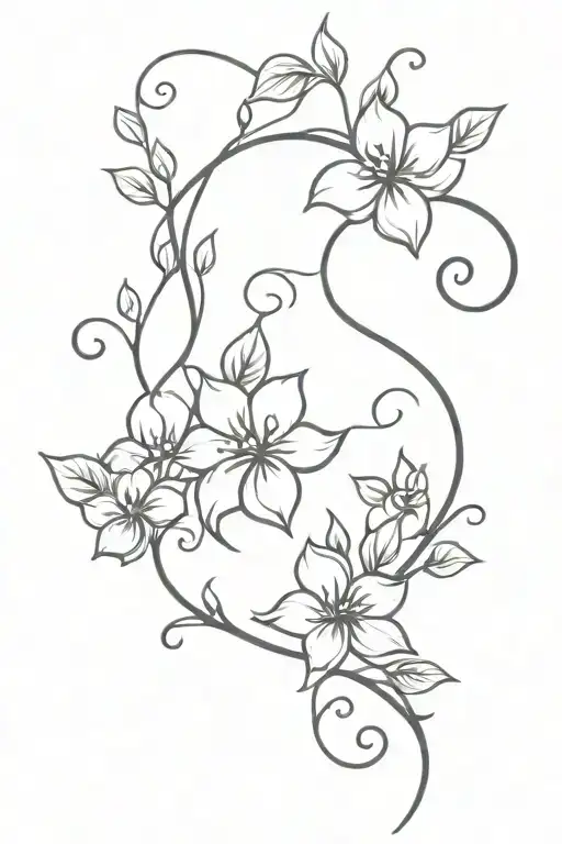 flowing ivy vines with flowers blooming tattoo design idea