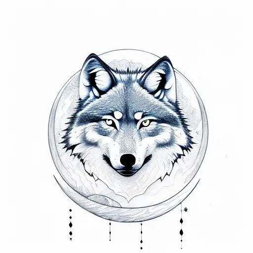 moon, wolf, mother, father, Virgo, Leo, water, courage, determination  tattoo design idea