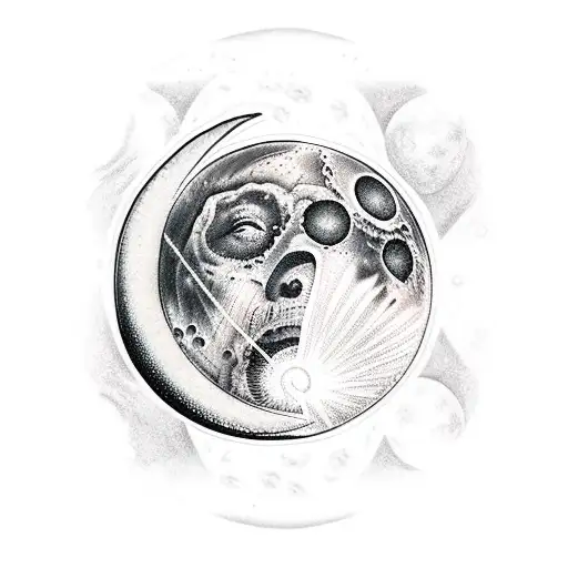 Moon, viking, war tattoo design idea