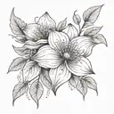 long wildflower sketch with script   tattoo design idea