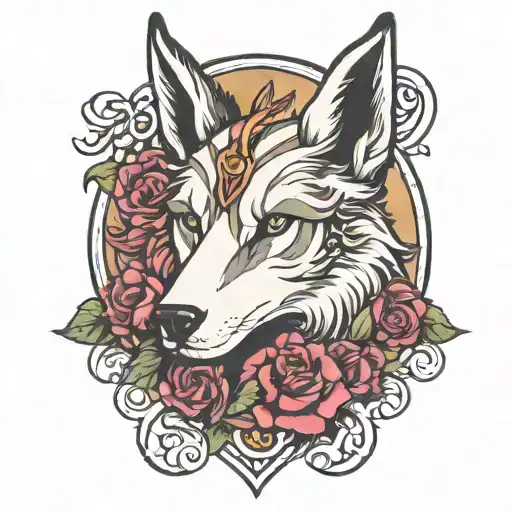 Capricorn zodiac sign with Husky siberian like tattoo design idea