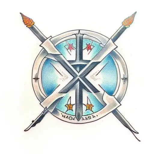 Christian Cross cyber sigilism tattoo design idea