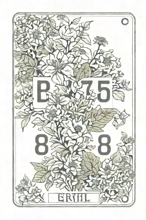botanical number plate tattoo design idea