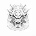 orochimaru head style oni mask tattoo design idea