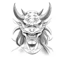 orochimaru head style oni mask tattoo design idea
