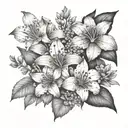 lily and hydrangea and chamomile flowers surrounded tattoo design idea