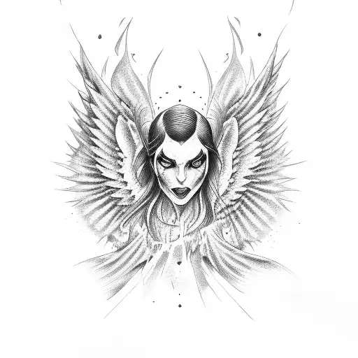 fallen angel  tattoo design idea