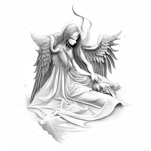 fallen angel  tattoo design idea