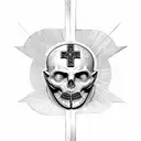 king Baldwin IV mask with Jerusalem Cross tattoo design idea