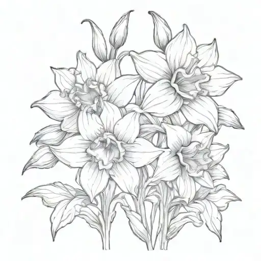 larkspur and narcissus flower with intertwined stems   tattoo design idea