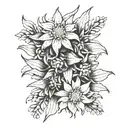 aggressive edelweiss stemless flower tattoo design idea