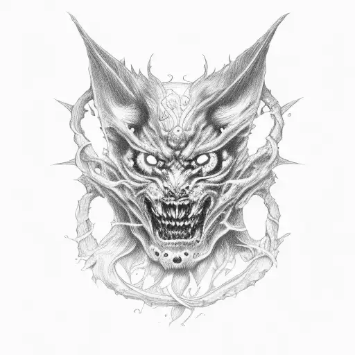clawmarks ripping trough the skin. Underneath we can see cerberus with red eyes. tattoo design idea