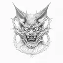 clawmarks ripping trough the skin. Underneath we can see cerberus with red eyes. tattoo design idea