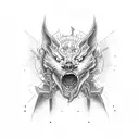 clawmarks ripping trough the skin. Underneath we can see cerberus with red eyes. tattoo design idea