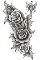 wing plus roses tattoo design idea