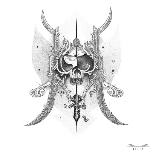 espada con dos pistolas  tattoo design idea
