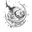 crescent moon with Draco constellation and Cygnus constellation  tattoo design idea
