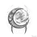 crescent moon with Draco constellation and Cygnus constellation  tattoo design idea