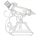 A minimalist tattoo of a microscope with intricate details, symbolizing the client's dedication to biology and science tattoo design idea