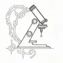 A minimalist tattoo of a microscope with intricate details, symbolizing the client's dedication to biology and science tattoo design idea