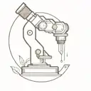 A minimalist tattoo of a microscope with intricate details, symbolizing the client's dedication to biology and science tattoo design idea