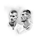 tattoo of Nikola jokic, Novak Djokovic and Nemanja Vidic next to each other tattoo design idea