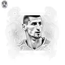 tattoo of Nikola jokic, Novak Djokovic and Nemanja Vidic next to each other tattoo design idea