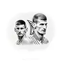 tattoo of Nikola jokic, Novak Djokovic and Nemanja Vidic next to each other tattoo design idea
