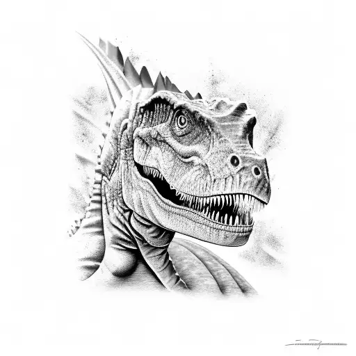 dinosaur with the text Danger 17.06.2021 tattoo design idea