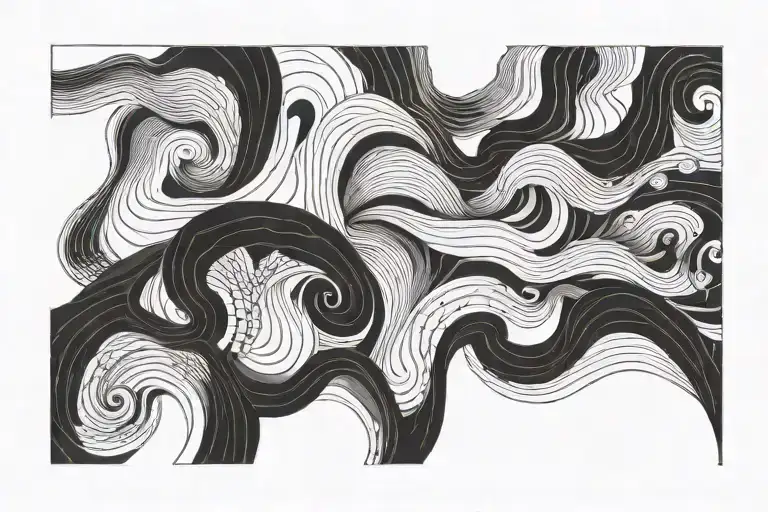 I WANT BLACK, FINELINE TATTOO  WHICH IS EXPRESSING EMPATHY, LOVE, JOY OF LIFE, CALMNESS, LOOKS LIKE KIND OF wave tattoo design idea