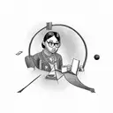 A library scene with Ryan Chetty and Maxine Chetty characters as book protagonists tattoo design idea