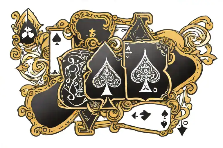 text: Blacks Only, ace of spades cards tattoo design idea