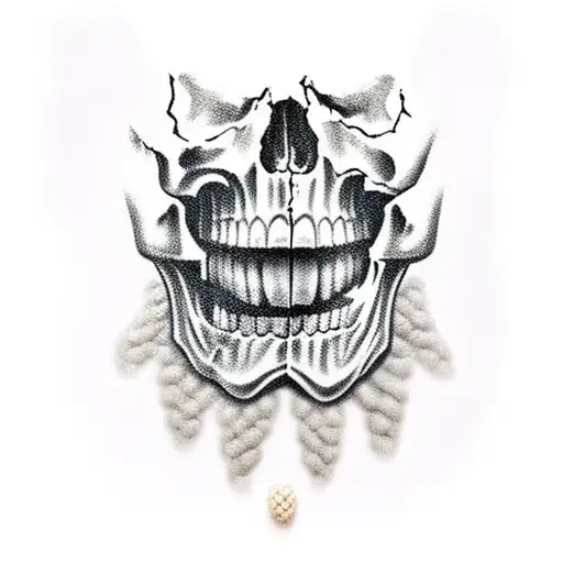 skull mouth tattoo for my hand that matches my face, the teeth need to have grills  tattoo design idea