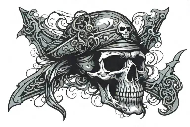 Pirate skull tattoo design idea