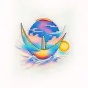 sunset gradient tattoo design idea