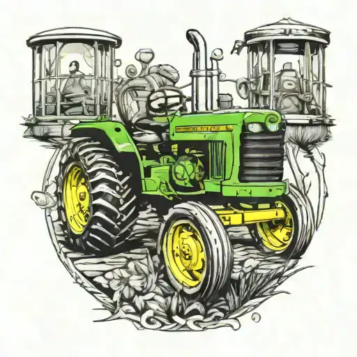 john deer tractor with carninal   tattoo design idea