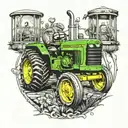 john deer tractor with carninal   tattoo design idea