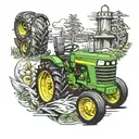 john deer tractor with carninal   tattoo design idea
