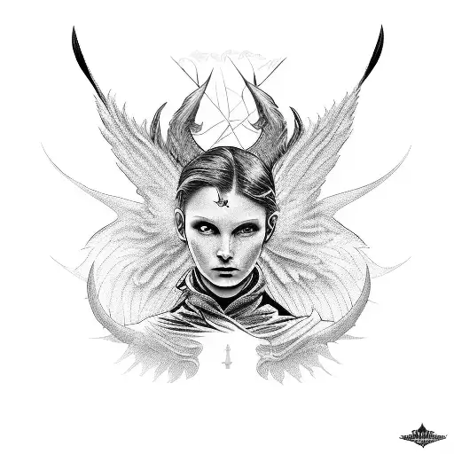 angel vs devil tattoo design idea