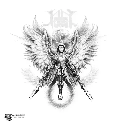 army of angels fighting army of devils tattoo design idea