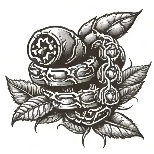 A spine made out of coffee beans with bugs crawling on it tattoo design idea