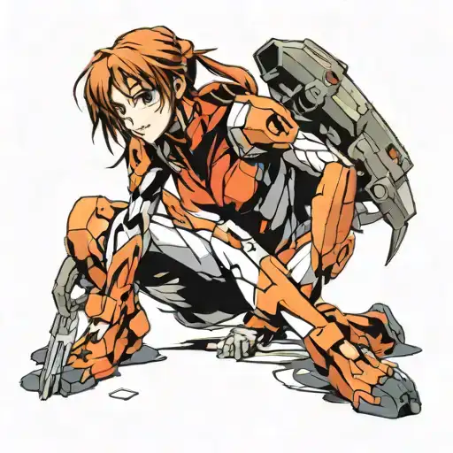 Asuka from Neon Genesis Evangelion kills her childhood self tattoo design idea