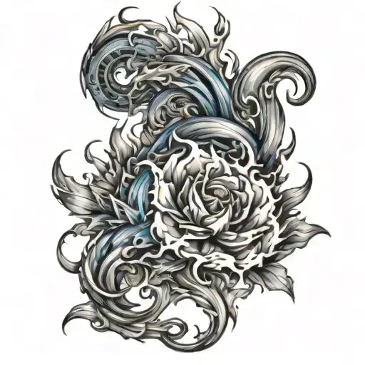 blue fire started to sweep tattoo design idea