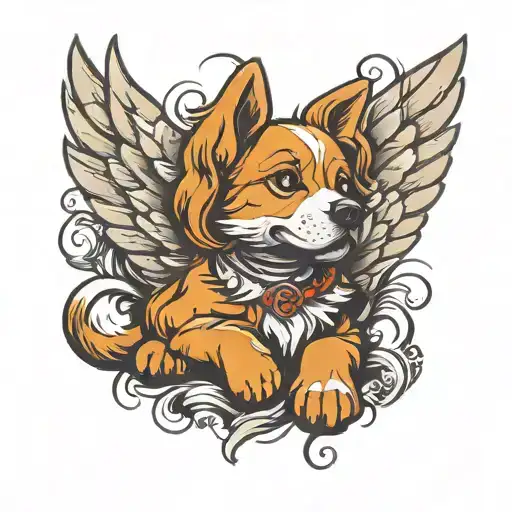 dog paw with feathered wings tattoo design idea