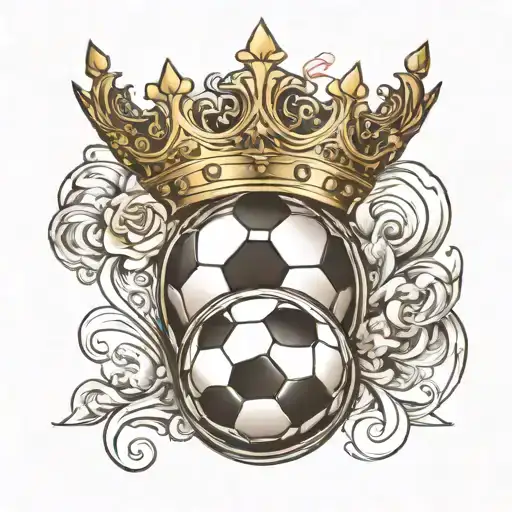 crowned soccer ball sleeve tattoo design idea
