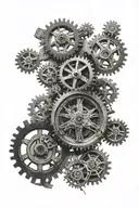 broken clock gears tattoo design idea